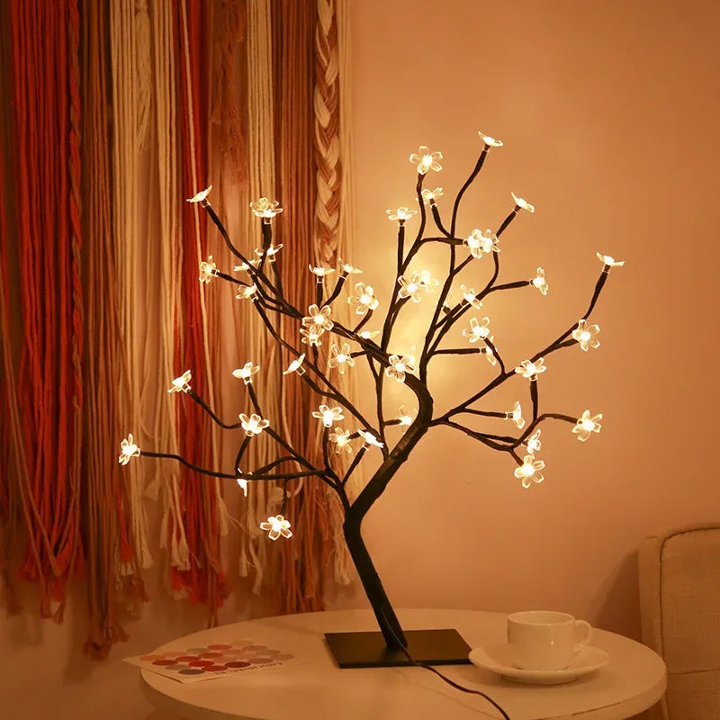 LED Kirschblüten-Baum Lampe – Warmweiß – 24/36/48 LEDs – USB & Batteriebetrieb