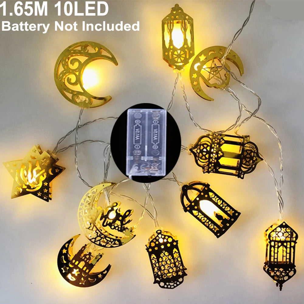 LED Lichterkette – Mond & Laterne Ramadan Dekoration, Warmweiß