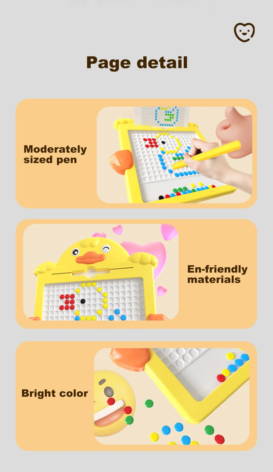 Magnetische Zeichen- und Mosaiktafel für Kinder – Ente Design