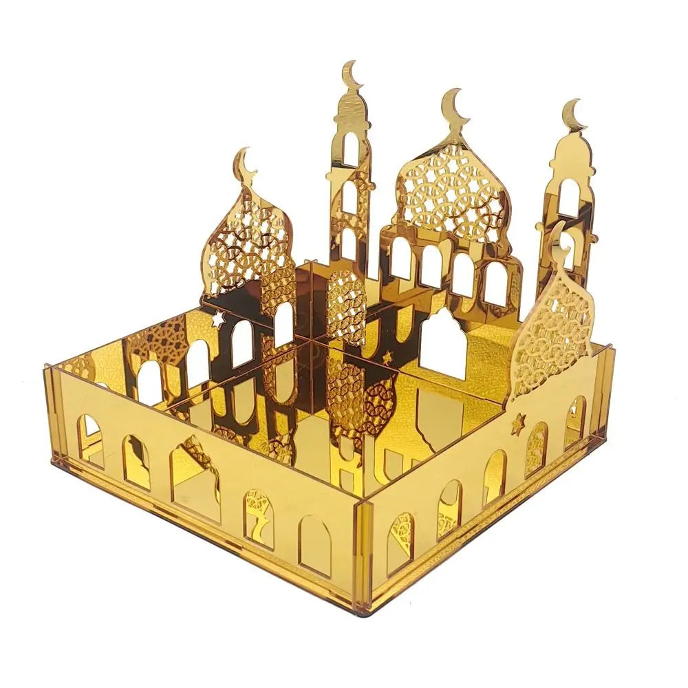 Luxuriöse Goldene Acryl Bonbon- und Aufbewahrungsbox – Elegante Ramadan & Festtagsdekoration