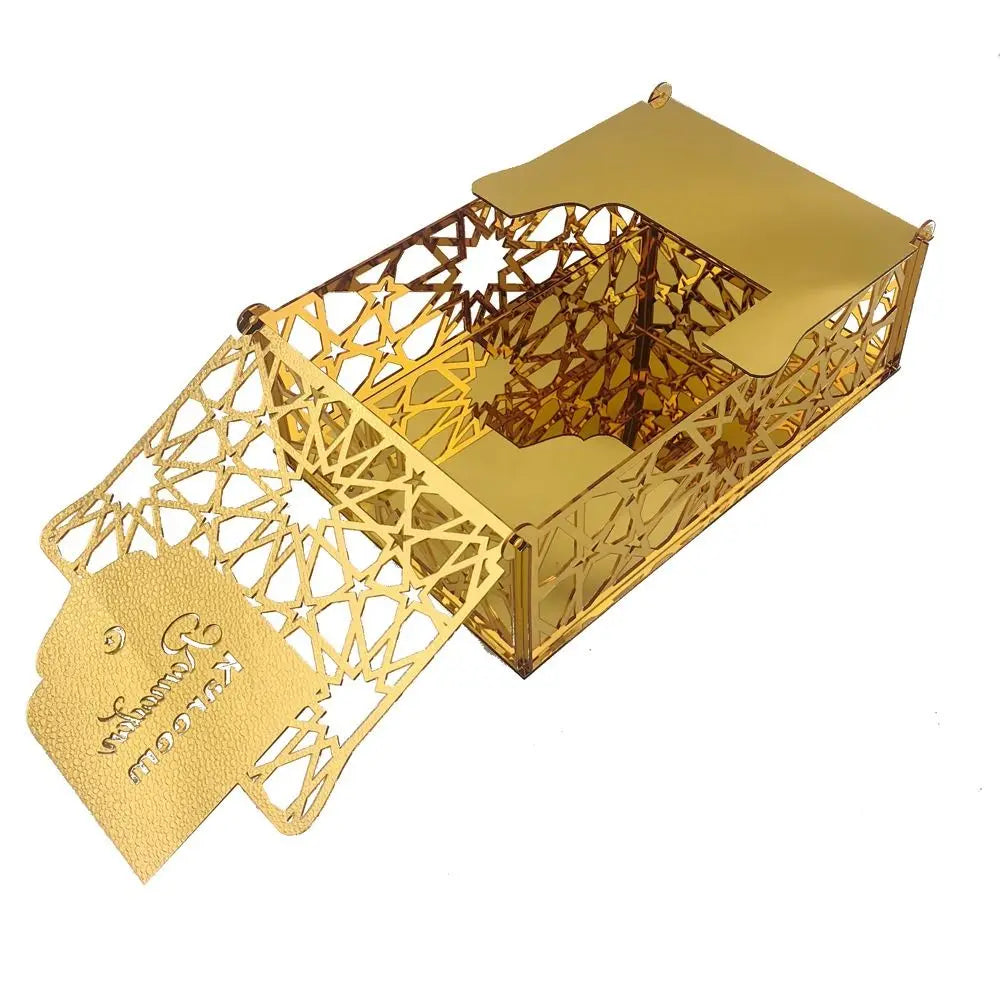 Luxuriöse Goldene Acryl Bonbon- und Aufbewahrungsbox – Elegante Ramadan & Festtagsdekoration