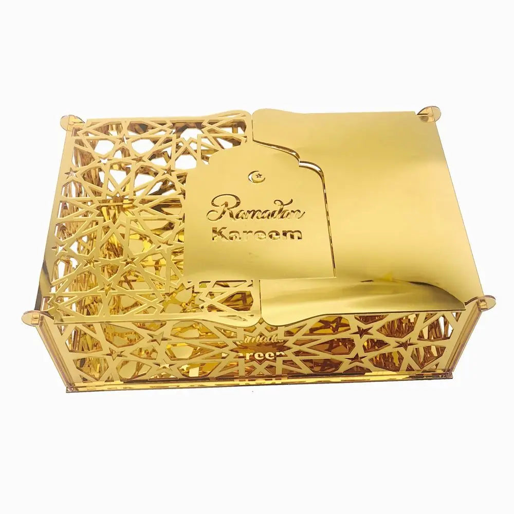 Luxuriöse Goldene Acryl Bonbon- und Aufbewahrungsbox – Elegante Ramadan & Festtagsdekoration
