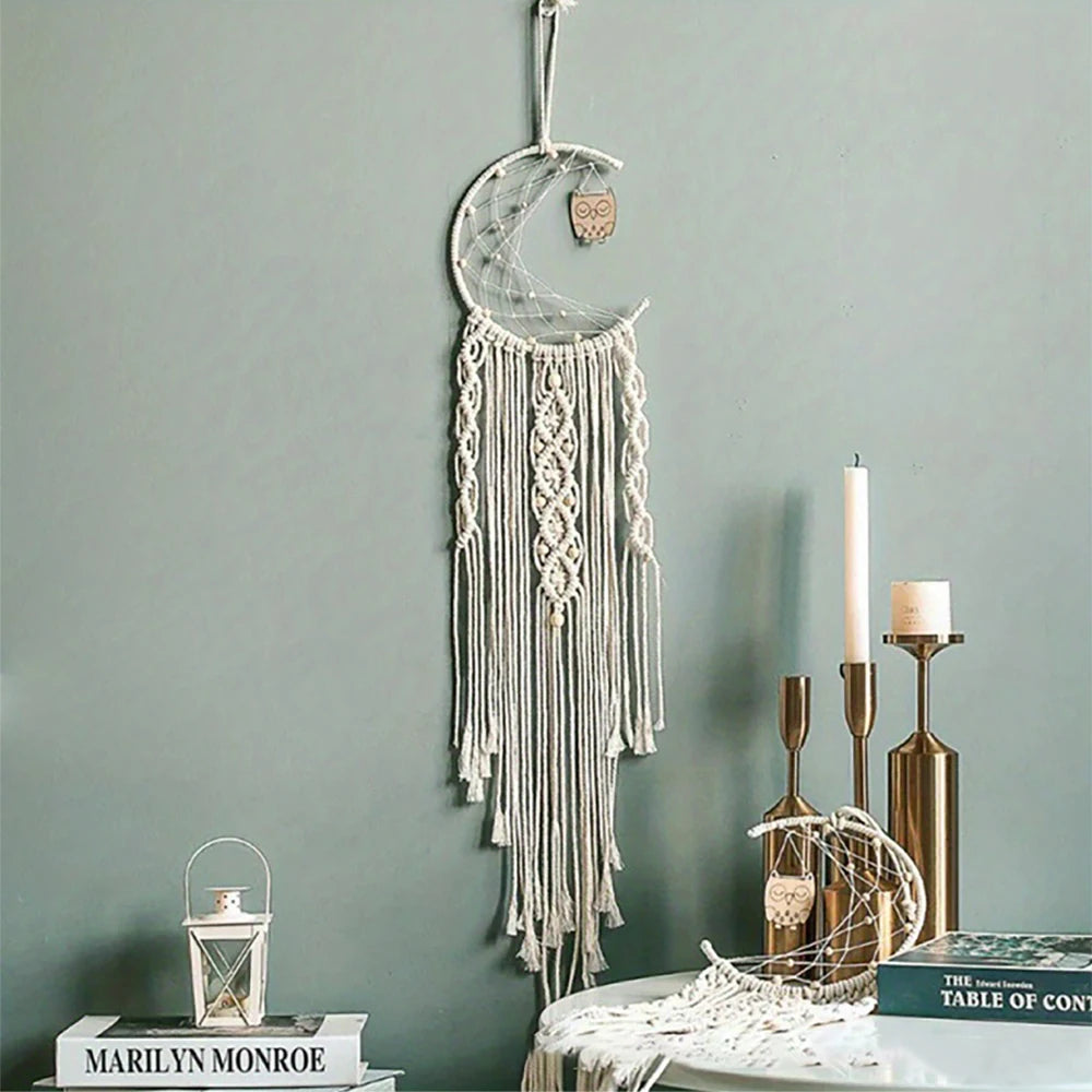 Boho Wandbehang aus Baumwolle – Handgefertigter Makramee Traumfänger