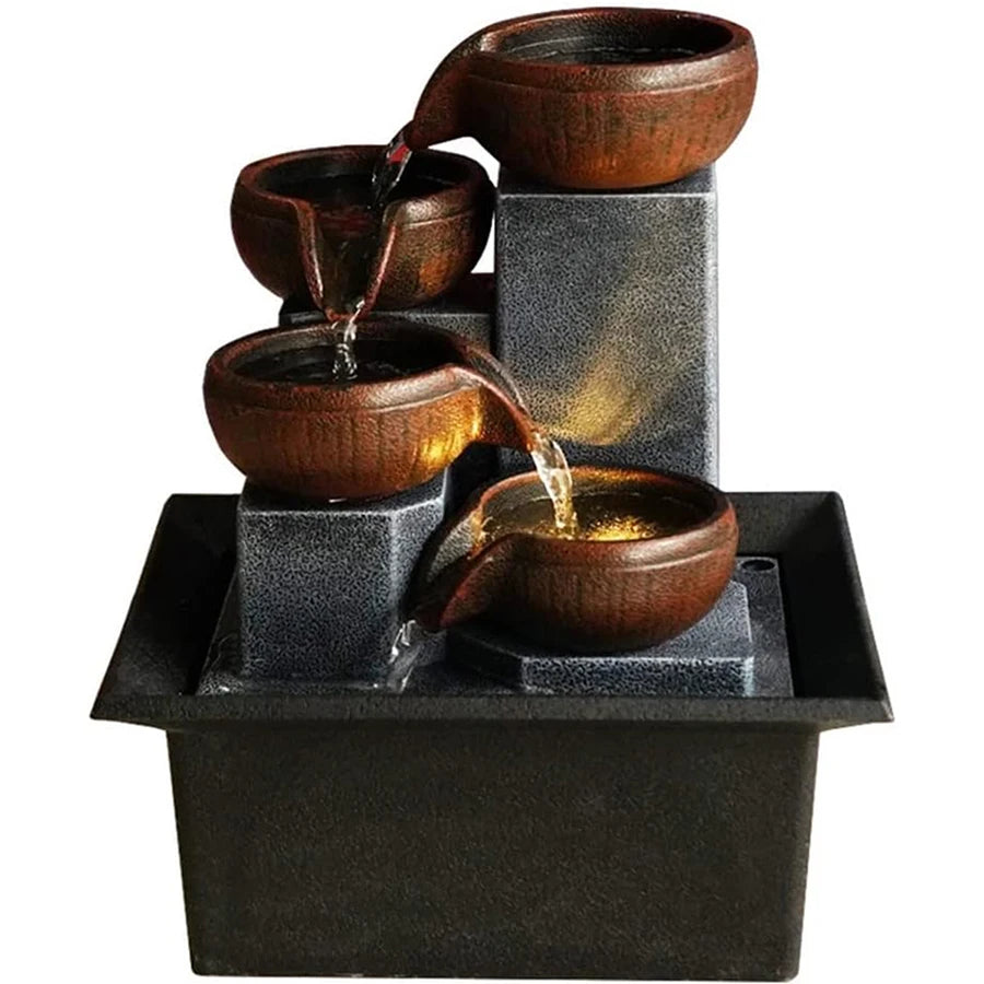LED Tischbrunnen – Entspannender Wasserfluss mit einstellbarer Pumpe