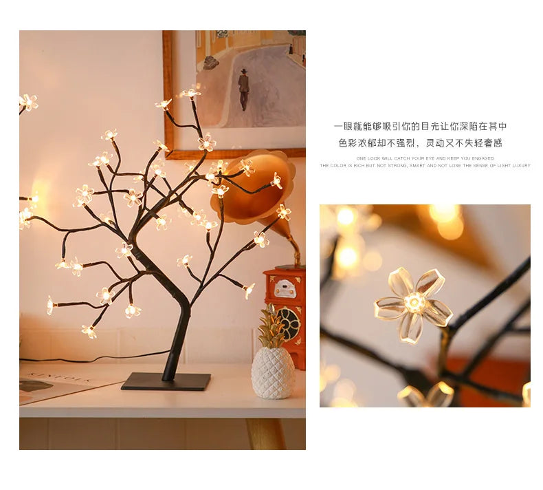 LED Kirschblüten-Baum Lampe – Warmweiß – 24/36/48 LEDs – USB & Batteriebetrieb