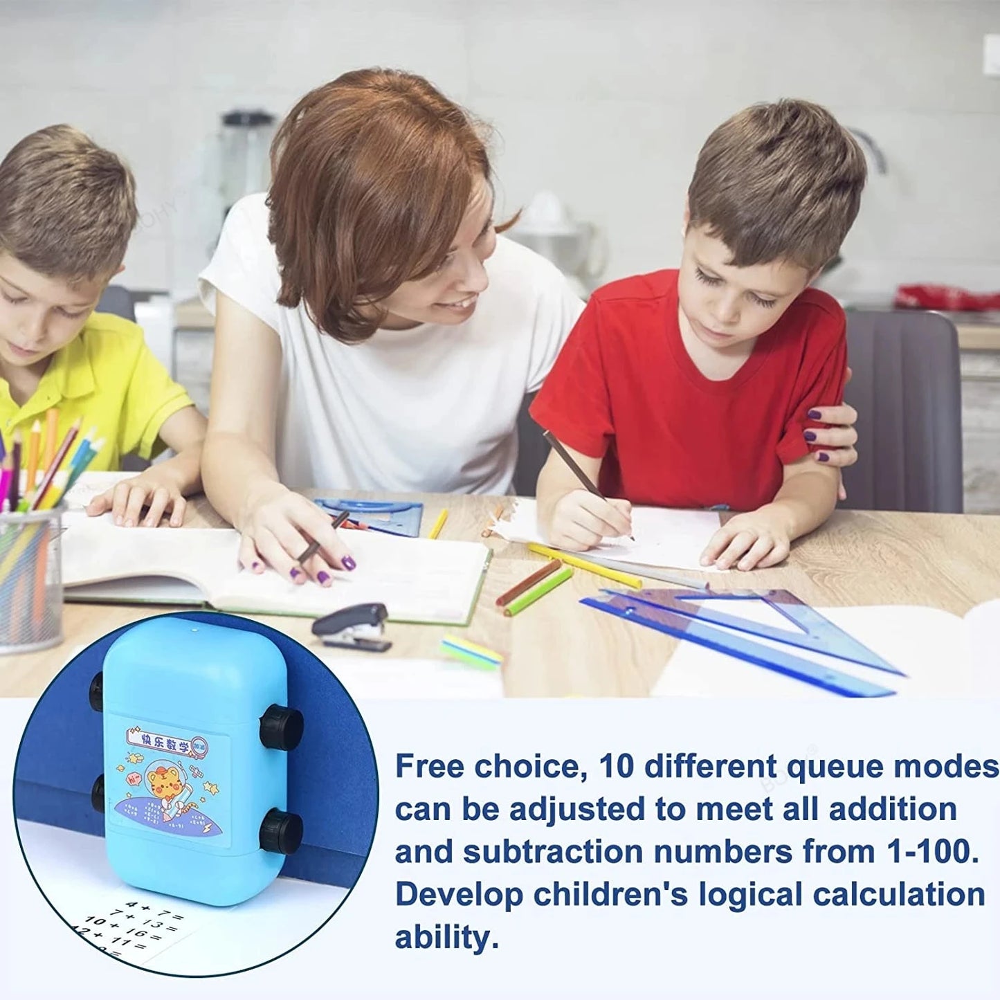 2-in-1 Mathe-Lernstempel für Kinder – Addieren & Subtrahieren mit Rollendesign