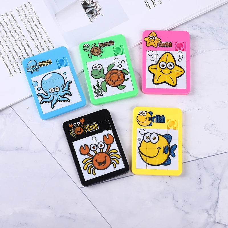 Schiebepuzzle für Kinder – 6-teiliges Set mit Zahlen & Tieren zum Lernen & Spielen