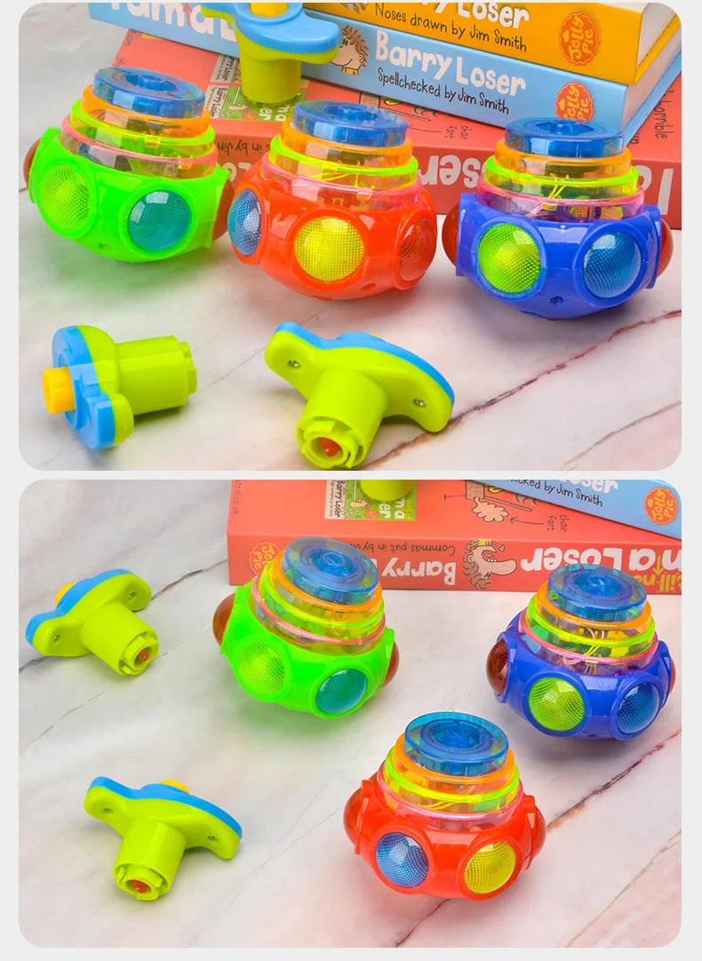 UFO Kreisel mit LED-Licht und Musik für Kinder – Einfacher Launcher, bunte Rotation, Party- und Geburtstagsgeschenk