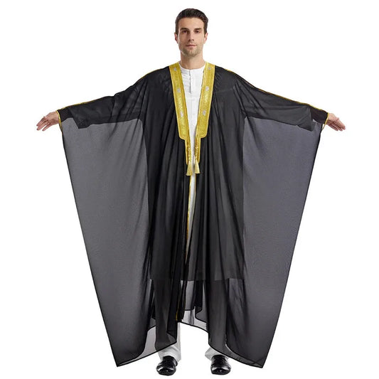 Traditionelle Arabische Männer-Bisht – Leichtes, Elegantes Übergewand mit Goldverzierung