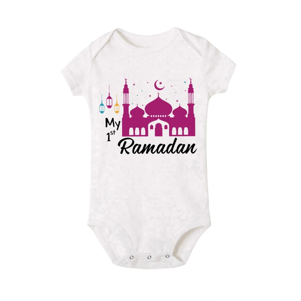 Baby-Body „My First Eid“ – Kurzarm-Strampler für Neugeborene, Weicher und Bequemer Feiertags-Outfit