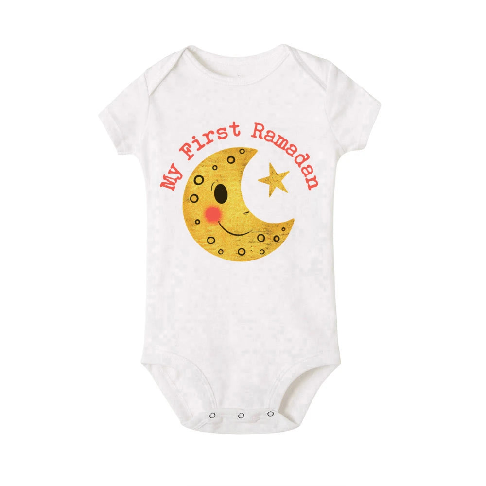 Baby-Body „My First Eid“ – Kurzarm-Strampler für Neugeborene, Weicher und Bequemer Feiertags-Outfit