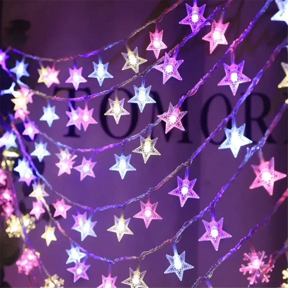 LED Sternen-Lichterkette – Warmweiß oder Bunt