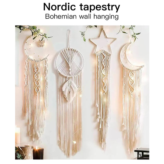 Boho Wandbehang aus Baumwolle – Handgefertigter Makramee Traumfänger