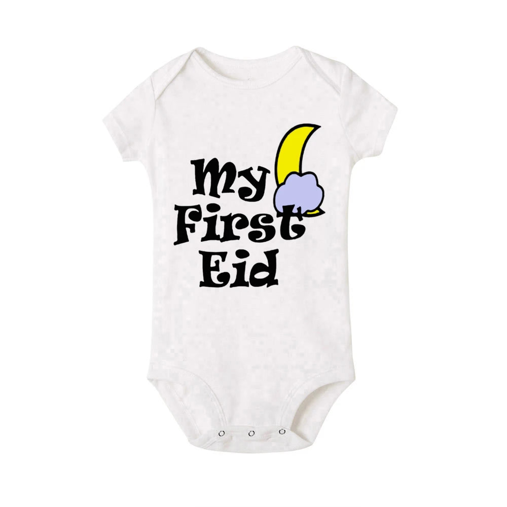 Baby-Body „My First Eid“ – Kurzarm-Strampler für Neugeborene, Weicher und Bequemer Feiertags-Outfit