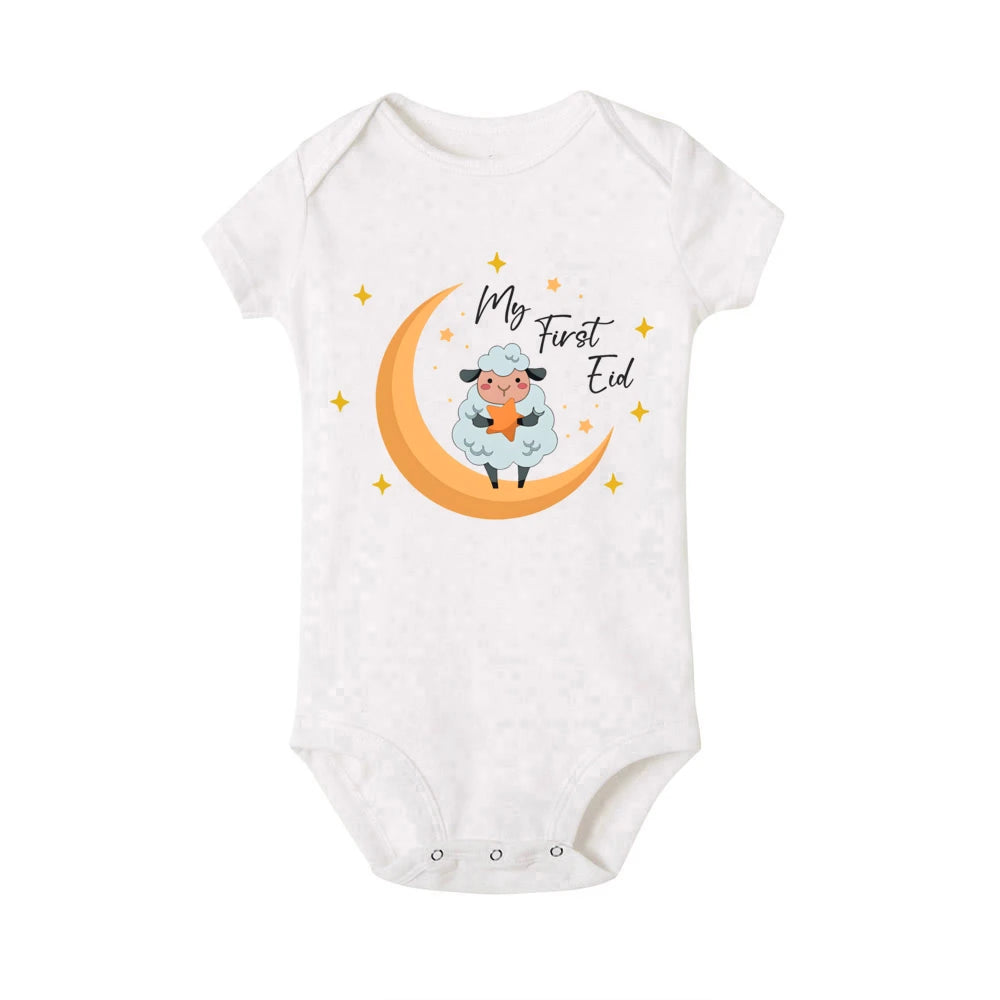 Baby-Body „My First Eid“ – Kurzarm-Strampler für Neugeborene, Weicher und Bequemer Feiertags-Outfit