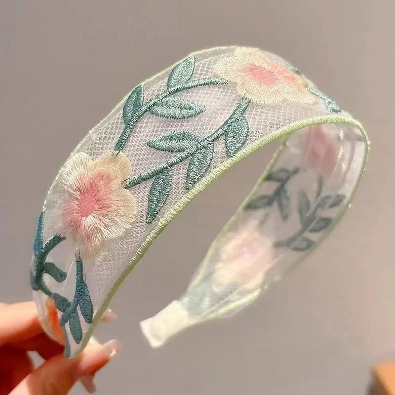 3er Set Elegante Chiffon Haarreifen mit Blumenstickerei – Vintage Haaraccessoires für Damen, Boho Chic Haarbänder für Alltag & besondere Anlässe