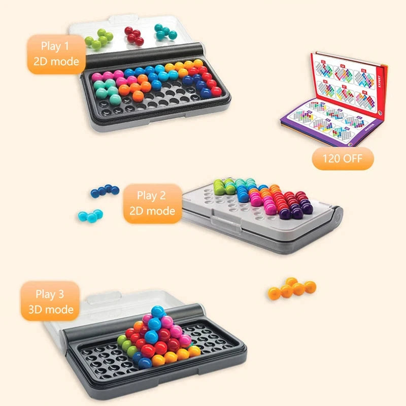 3D Logik-Puzzle für Kinder – Montessori-Pyramide mit 120 Denkaufgaben