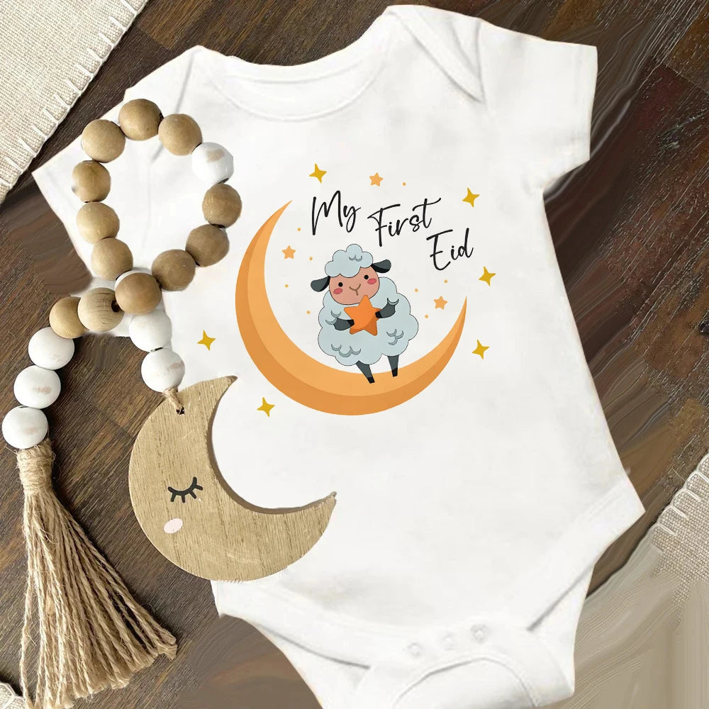 Baby-Body „My First Eid“ – Kurzarm-Strampler für Neugeborene, Weicher und Bequemer Feiertags-Outfit