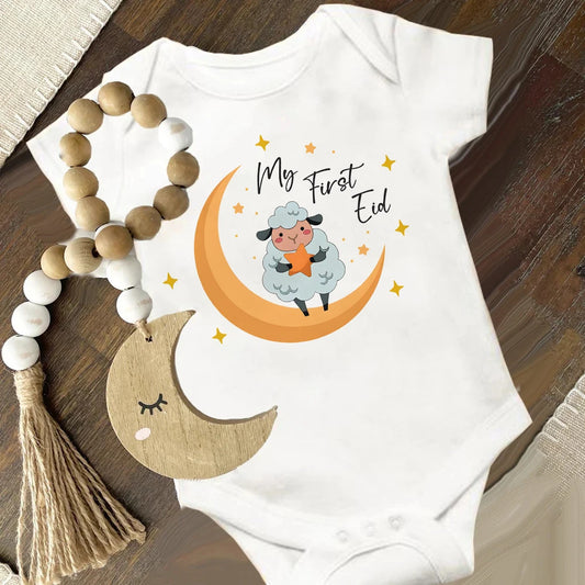 Baby-Body „My First Eid“ – Kurzarm-Strampler für Neugeborene, Weicher und Bequemer Feiertags-Outfit