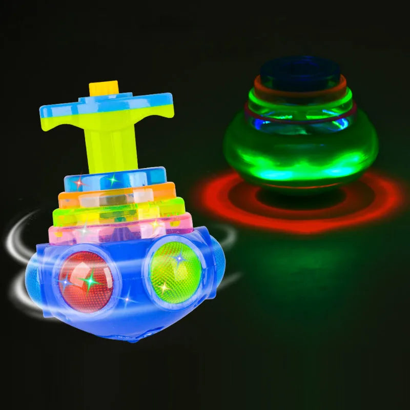 UFO Kreisel mit LED-Licht und Musik für Kinder – Einfacher Launcher, bunte Rotation, Party- und Geburtstagsgeschenk