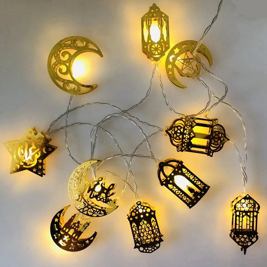 LED Lichterkette – Mond & Laterne Ramadan Dekoration, Warmweiß