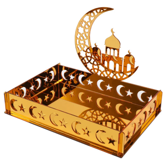 Elegant Eid & Ramadan Tray – Acrylic Decor Plate for Table Centerpieces