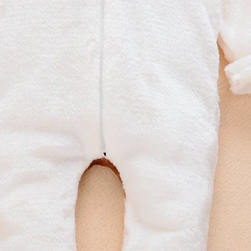 Baby Strampler mit Bärenkapuze – Flauschiger Winter-Overall für Jungen & Mädchen