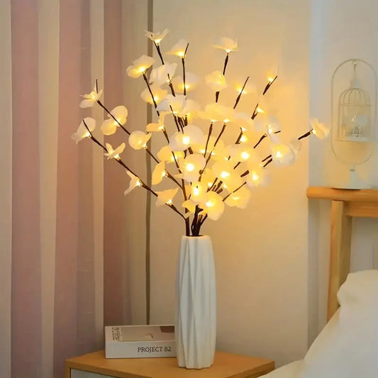 LED Orchideen-Blumenlicht – Weiße Phalaenopsis – 20–50 LEDs – Batteriebetrieben