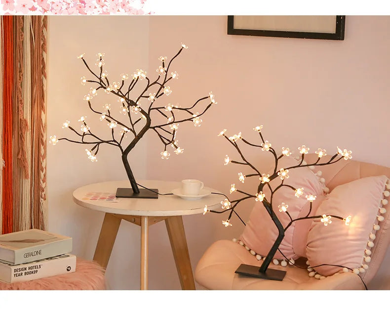 LED Kirschblüten-Baum Lampe – Warmweiß – 24/36/48 LEDs – USB & Batteriebetrieb