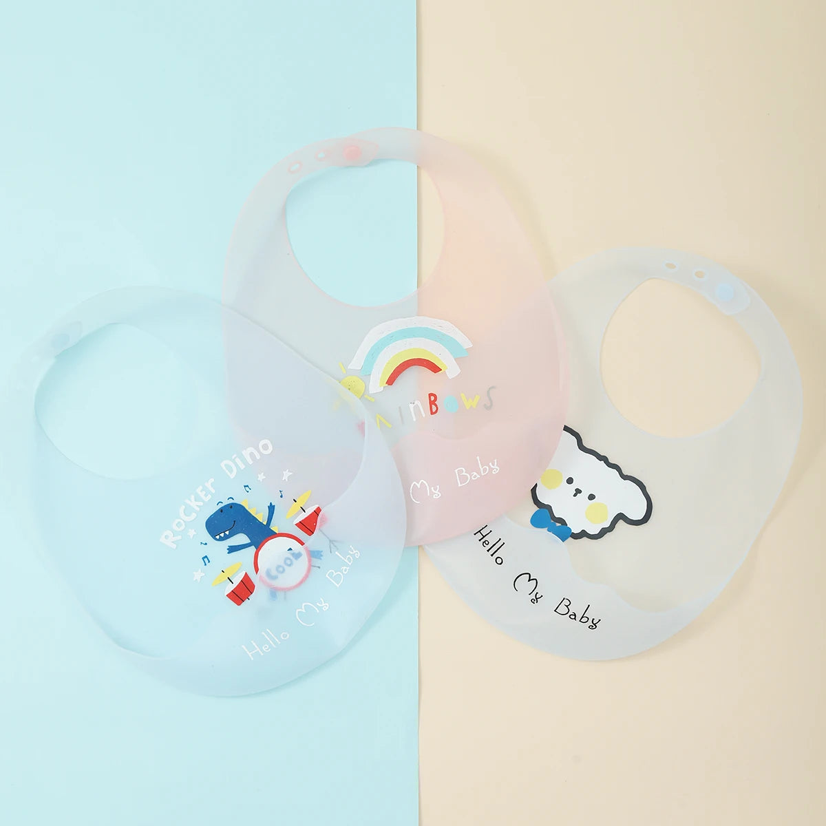 Wasserdichte Baby-Lätzchen aus Silikon, Verstellbare Weiche Babylätzchen mit Süßen Tiermotiven, Unisex für Jungen & Mädchen, Fütterungszubehör