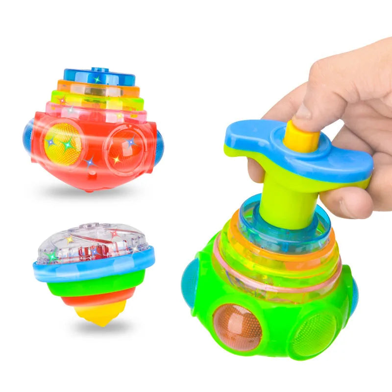 UFO Kreisel mit LED-Licht und Musik für Kinder – Einfacher Launcher, bunte Rotation, Party- und Geburtstagsgeschenk