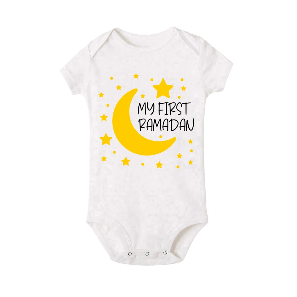 Baby-Body „My First Eid“ – Kurzarm-Strampler für Neugeborene, Weicher und Bequemer Feiertags-Outfit