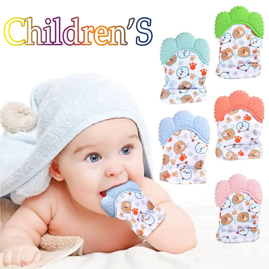 Silikon-Beißhandschuhe für Babys – Atmungsaktive Kaumittens mit Geräuschfunktion und Klettverschluss