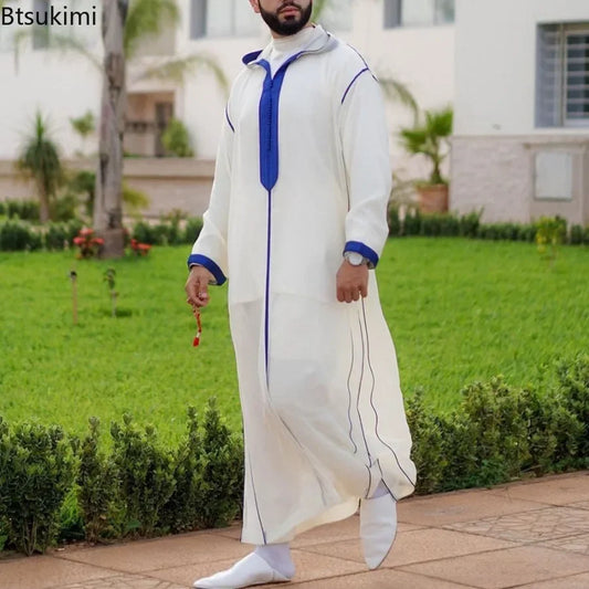 Eleganter Marokkanischer Kaftan für Herren – Lockerer Schnitt mit Traditionellem Stickmuster