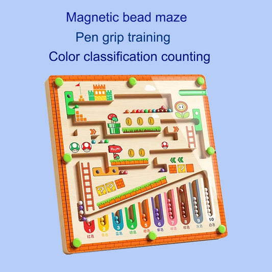 Magnetisches Kugellabyrinth aus Holz – Lern- und Geschicklichkeitsspiel für Kinder