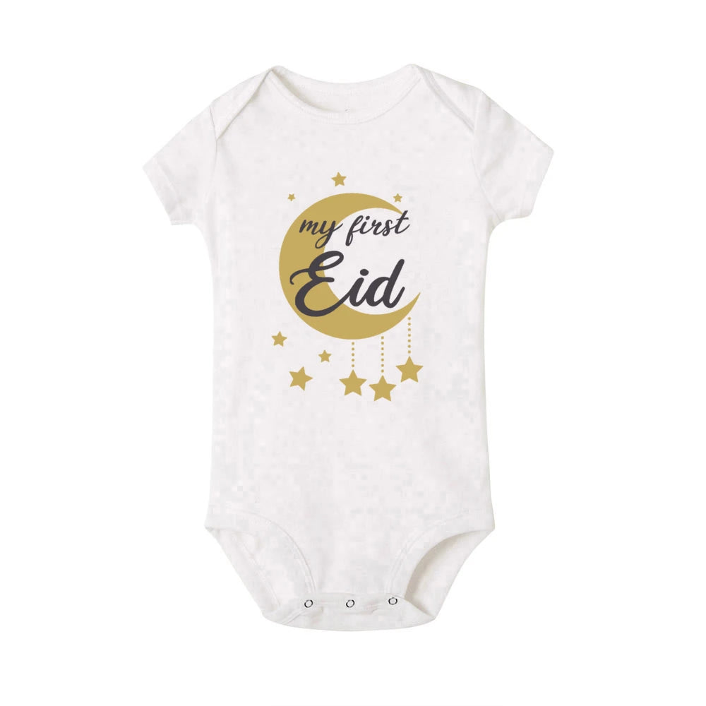 Baby-Body „My First Eid“ – Kurzarm-Strampler für Neugeborene, Weicher und Bequemer Feiertags-Outfit