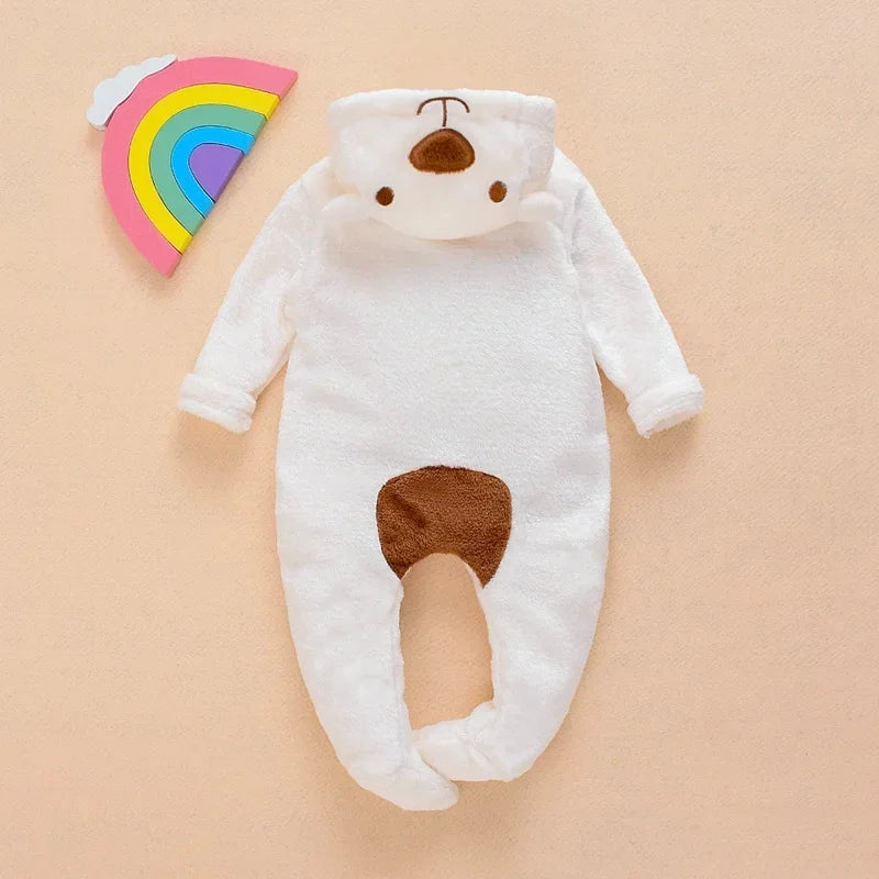 Baby Strampler mit Bärenkapuze – Flauschiger Winter-Overall für Jungen & Mädchen