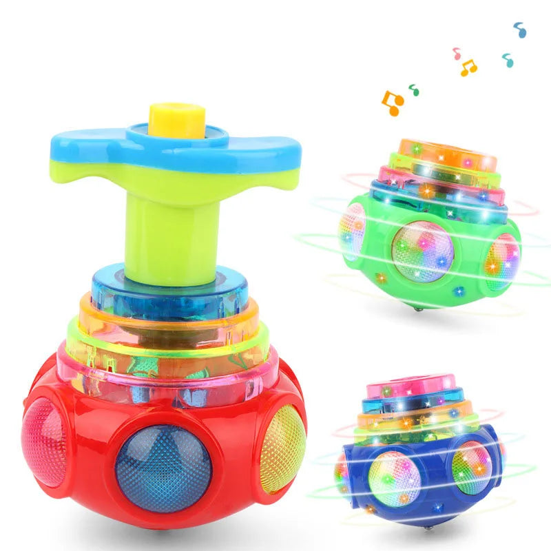 UFO Kreisel mit LED-Licht und Musik für Kinder – Einfacher Launcher, bunte Rotation, Party- und Geburtstagsgeschenk