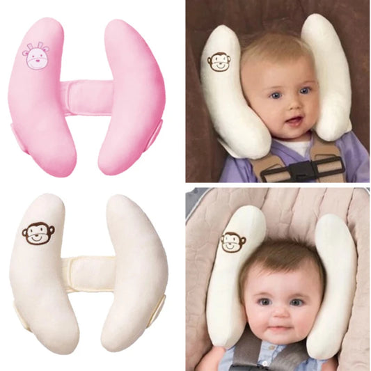 Bananen-förmiges Baby-Nackenkissen für Kinderwagen und Autositz – Kopfstütze & Schlafunterstützung, verstellbar mit Klettverschluss, süßes Cartoon-Design