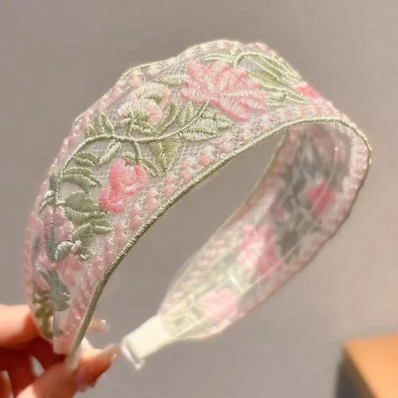 3er Set Elegante Chiffon Haarreifen mit Blumenstickerei – Vintage Haaraccessoires für Damen, Boho Chic Haarbänder für Alltag & besondere Anlässe