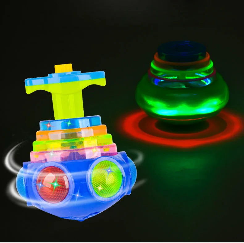 UFO Kreisel mit LED-Licht und Musik für Kinder – Einfacher Launcher, bunte Rotation, Party- und Geburtstagsgeschenk