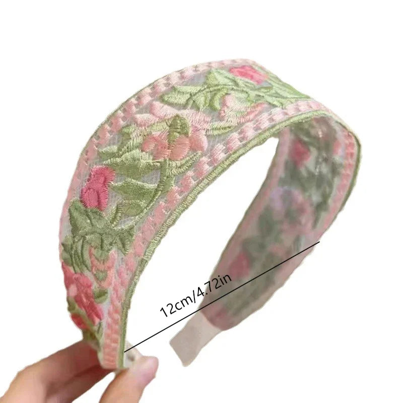 3er Set Elegante Chiffon Haarreifen mit Blumenstickerei – Vintage Haaraccessoires für Damen, Boho Chic Haarbänder für Alltag & besondere Anlässe