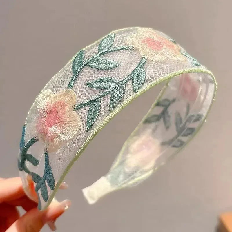 3er Set Elegante Chiffon Haarreifen mit Blumenstickerei – Vintage Haaraccessoires für Damen, Boho Chic Haarbänder für Alltag & besondere Anlässe