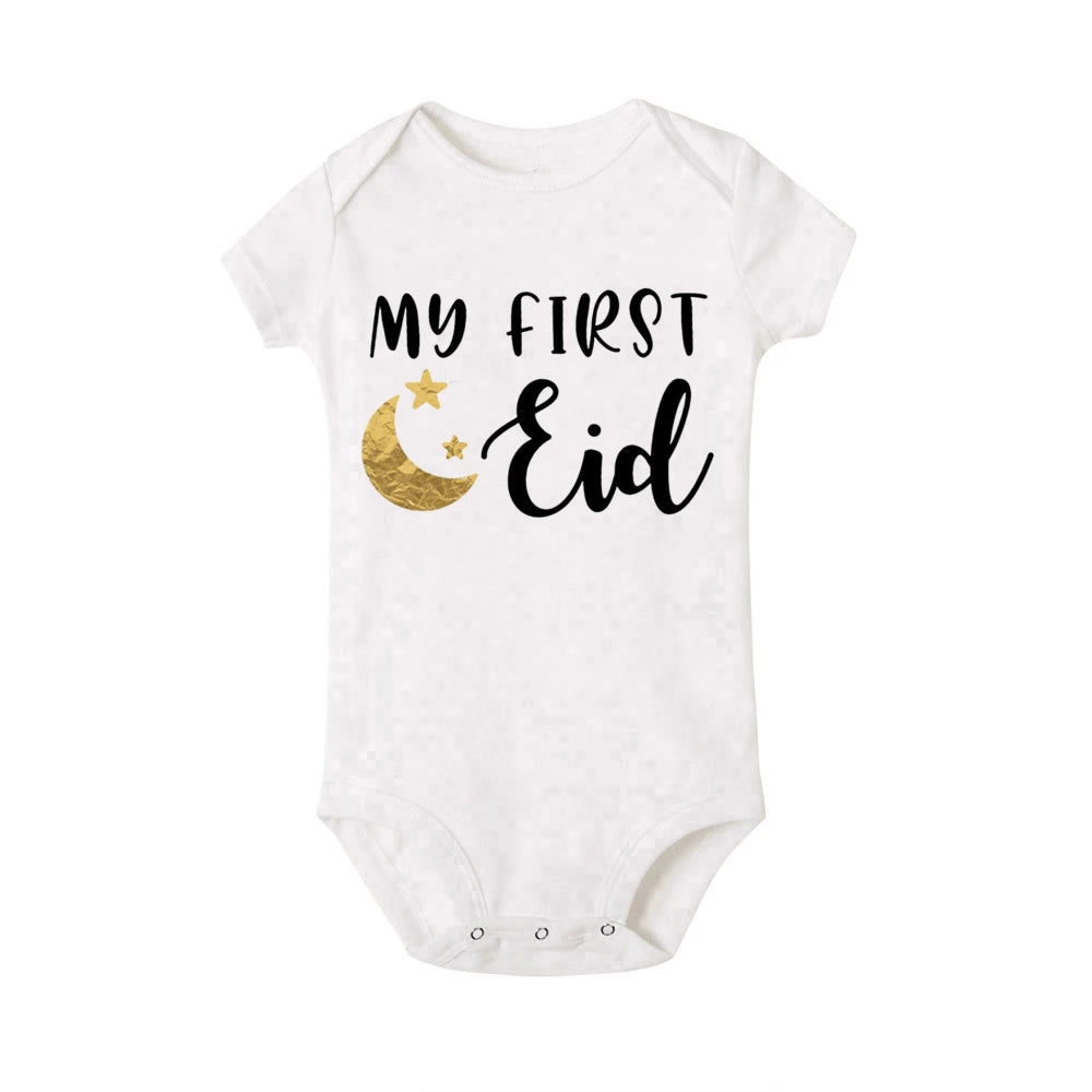 Baby-Body „My First Eid“ – Kurzarm-Strampler für Neugeborene, Weicher und Bequemer Feiertags-Outfit