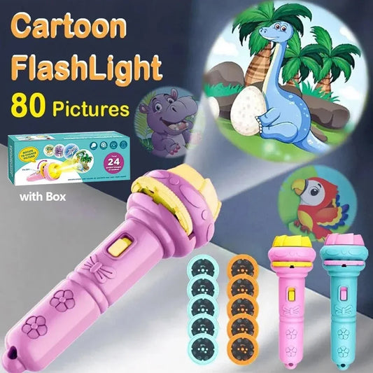Kinder Taschenlampe mit Cartoon-Projektion – 80 Bilder