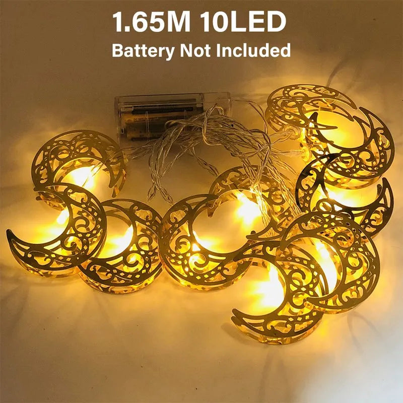 LED Lichterkette – Mond & Laterne Ramadan Dekoration, Warmweiß