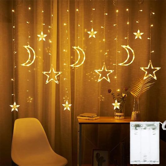 Star Moon LED Curtain String Light - Ramadan