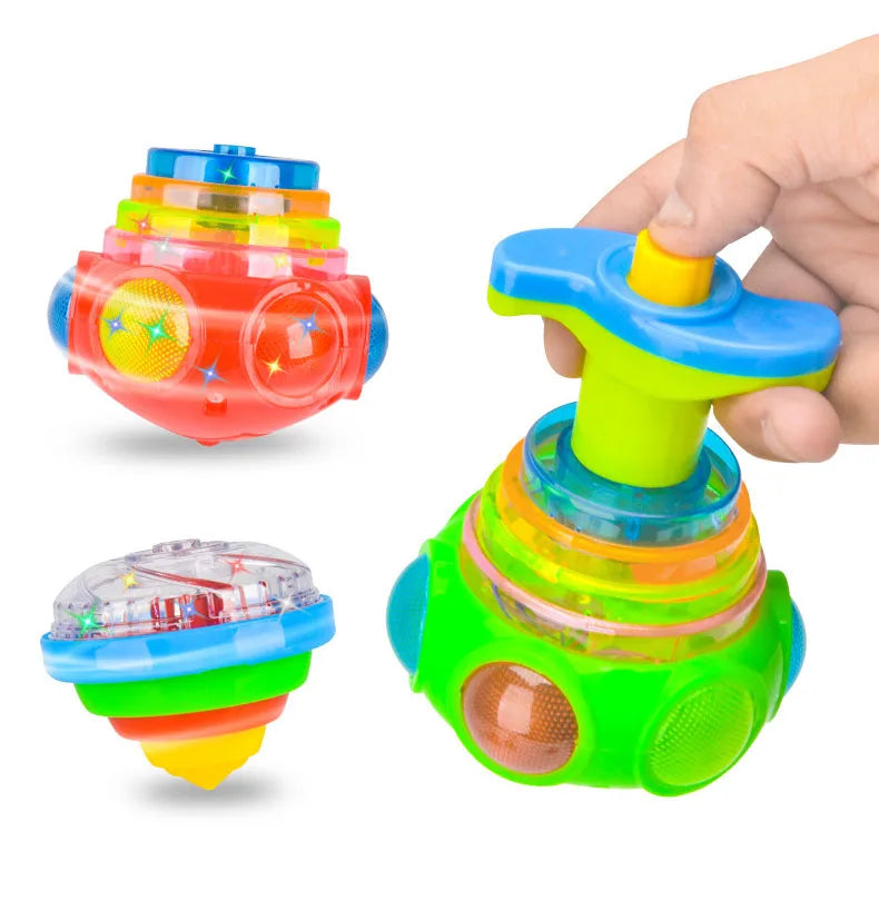UFO Kreisel mit LED-Licht und Musik für Kinder – Einfacher Launcher, bunte Rotation, Party- und Geburtstagsgeschenk