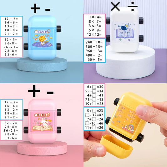 2-in-1 Mathe-Lernstempel für Kinder – Addieren & Subtrahieren mit Rollendesign