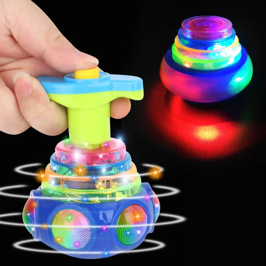 UFO Kreisel mit LED-Licht und Musik für Kinder – Einfacher Launcher, bunte Rotation, Party- und Geburtstagsgeschenk